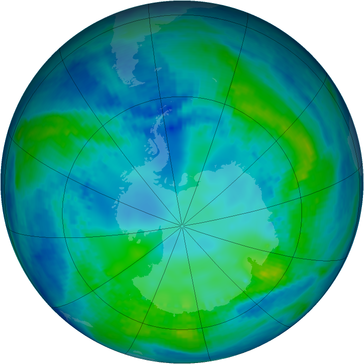 Antarctic ozone map for 03 May 2004